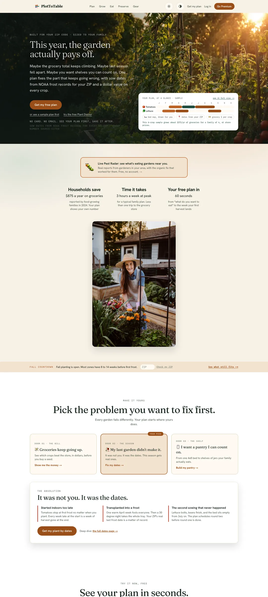 PlotToTable homepage: This year, the garden actually pays off.