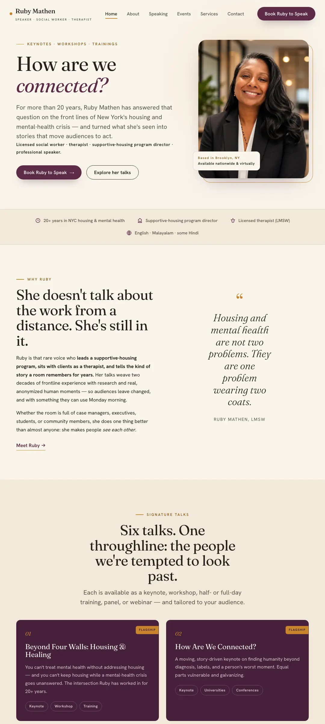 Ruby Mathen speaker site homepage
